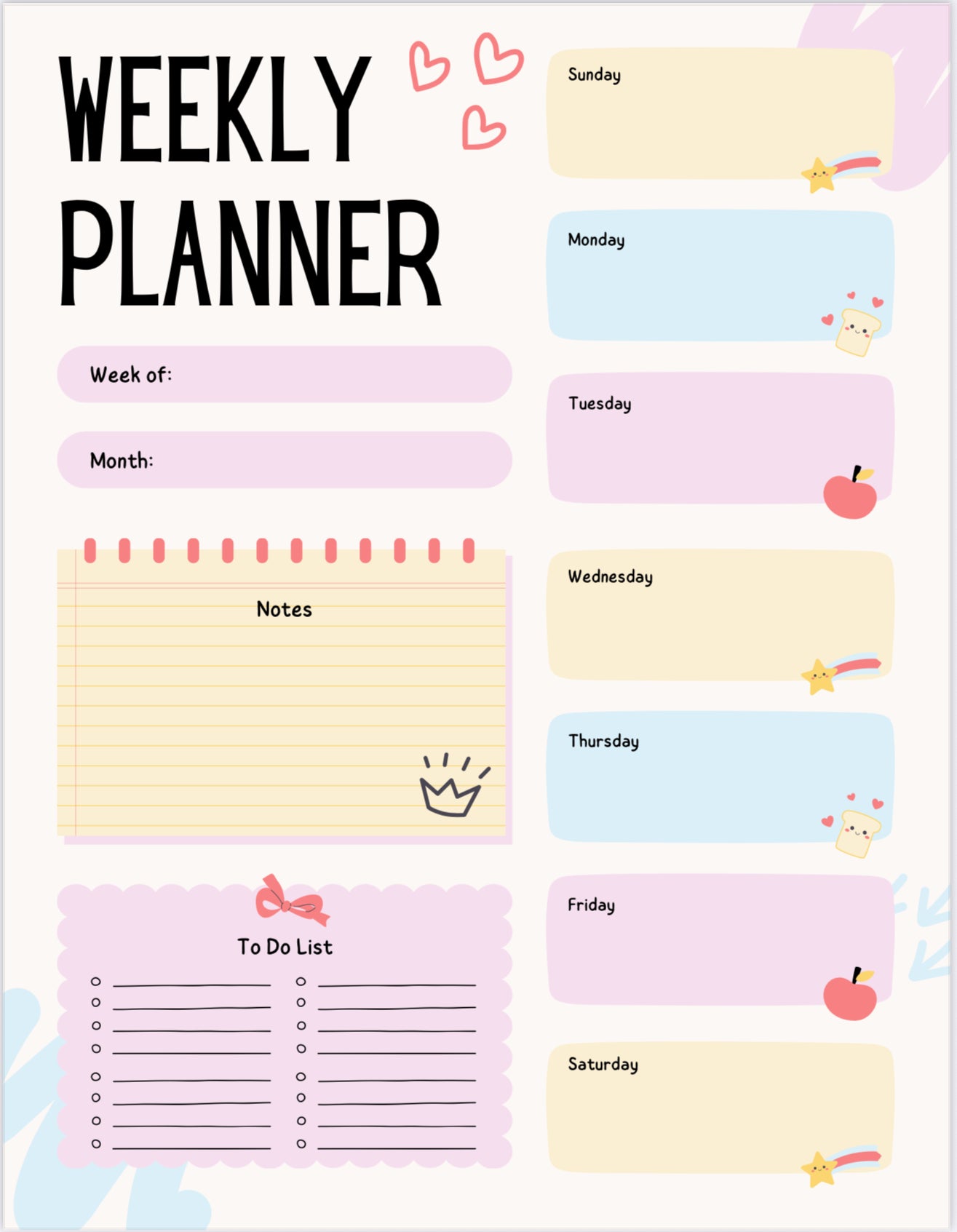 Weekly planner