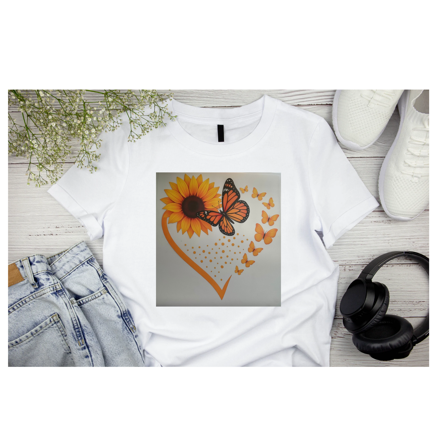 Sunflower Butterfly Heart