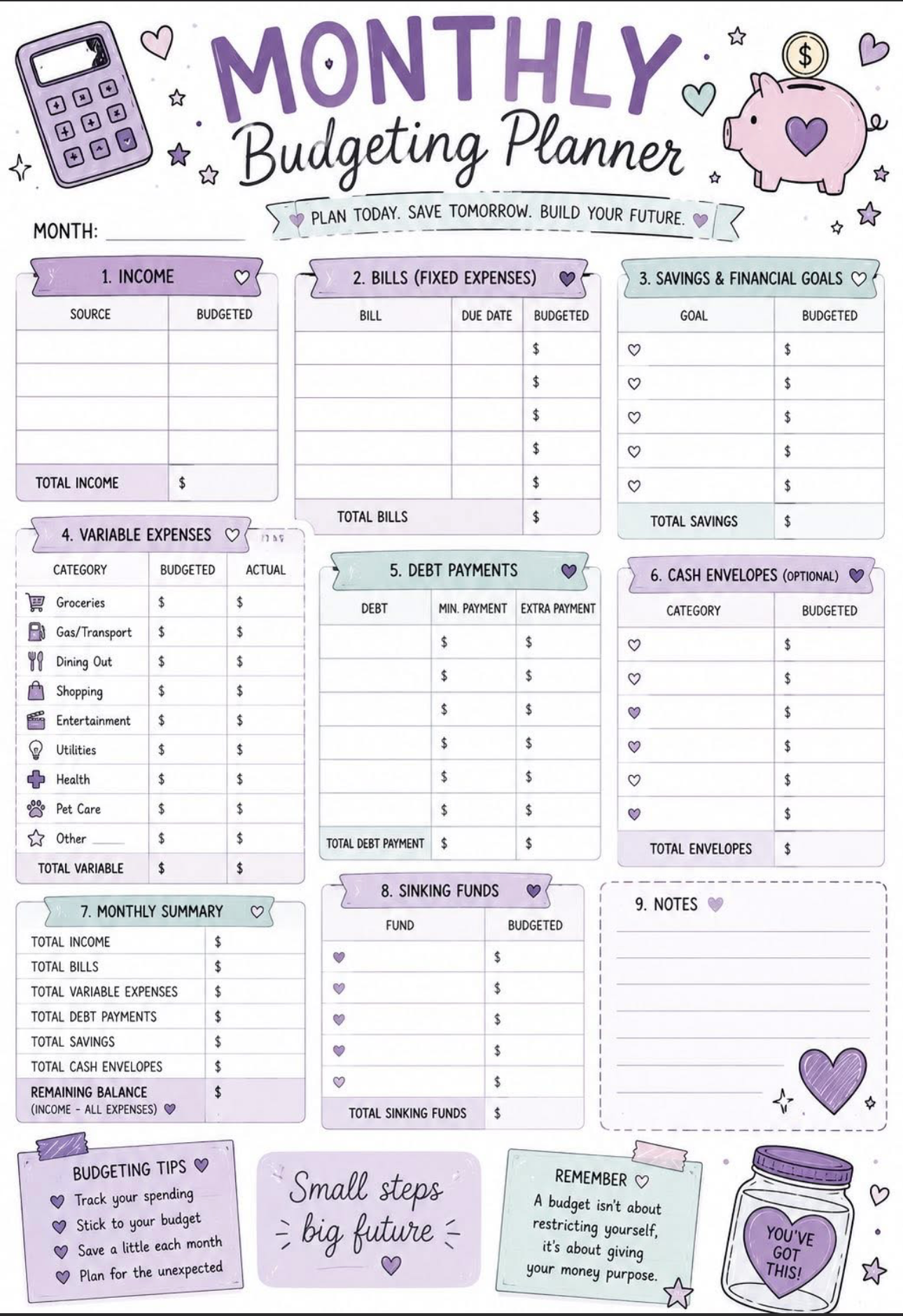 Monthly Budgeting Planner
