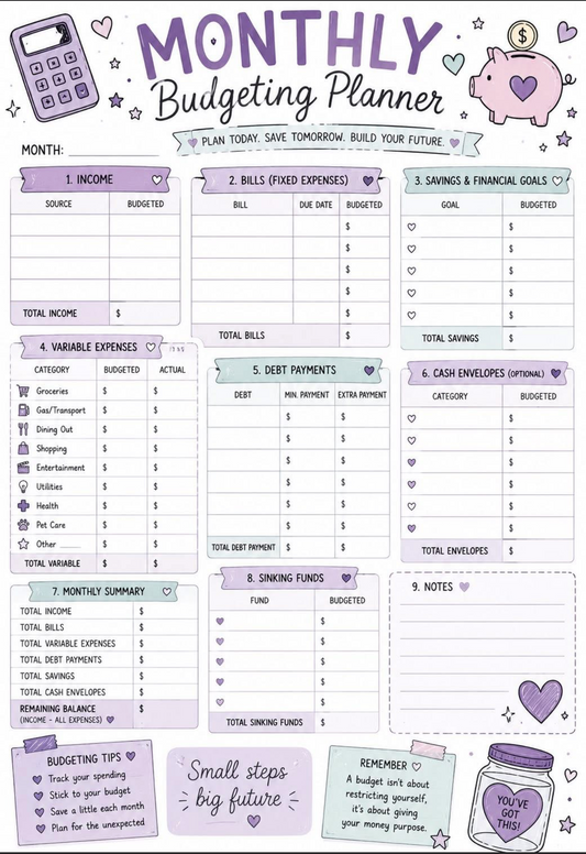 Monthly Budgeting Planner